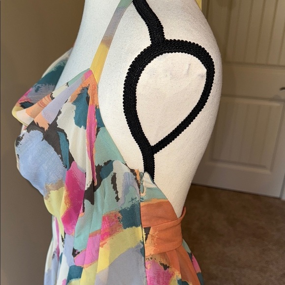 RACHEL Rachel Roy Dress Multicolor Halter Style Backless Sundress Scoop Neck Sz6 - Picture 6 of 13